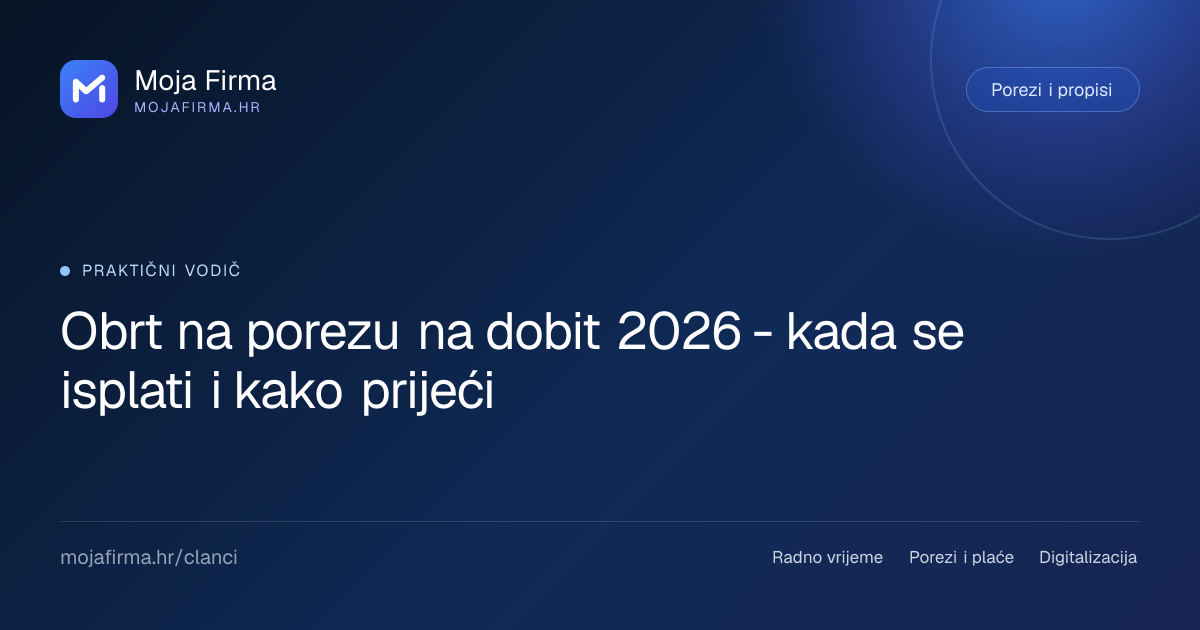 Obrt na porezu na dobit 2026 - kada se isplati i kako prijeći | Moja Firma